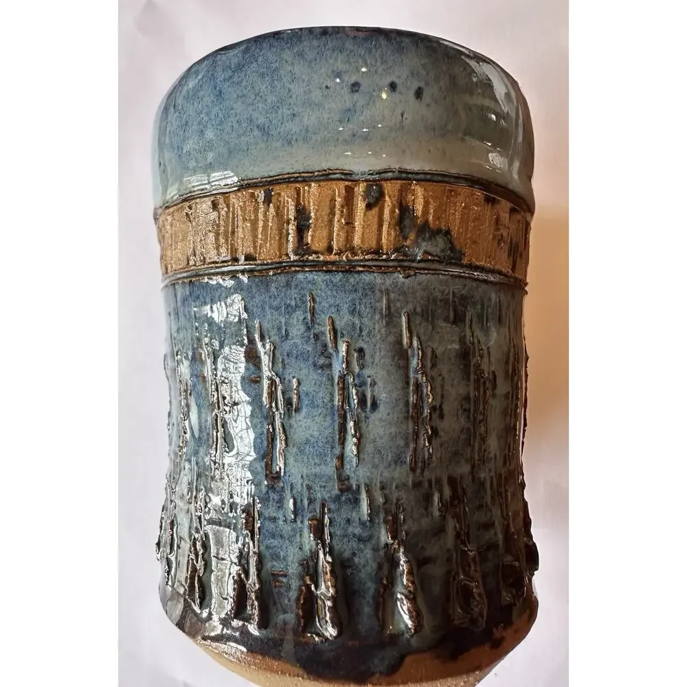Pottery Initials SQ Blue Brown